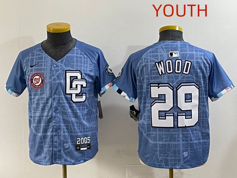 Youth 2025 Washington Nationals #29 Wood Blue Joint Name Nike MLB Jersey style 7